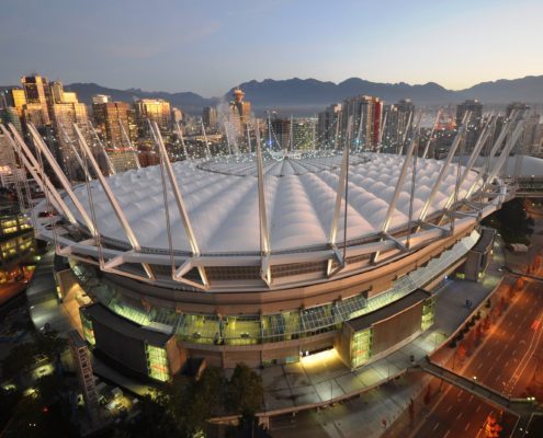 An aerial view of a stadium in vancouver - vancouver stock videos & royalty-free footage.